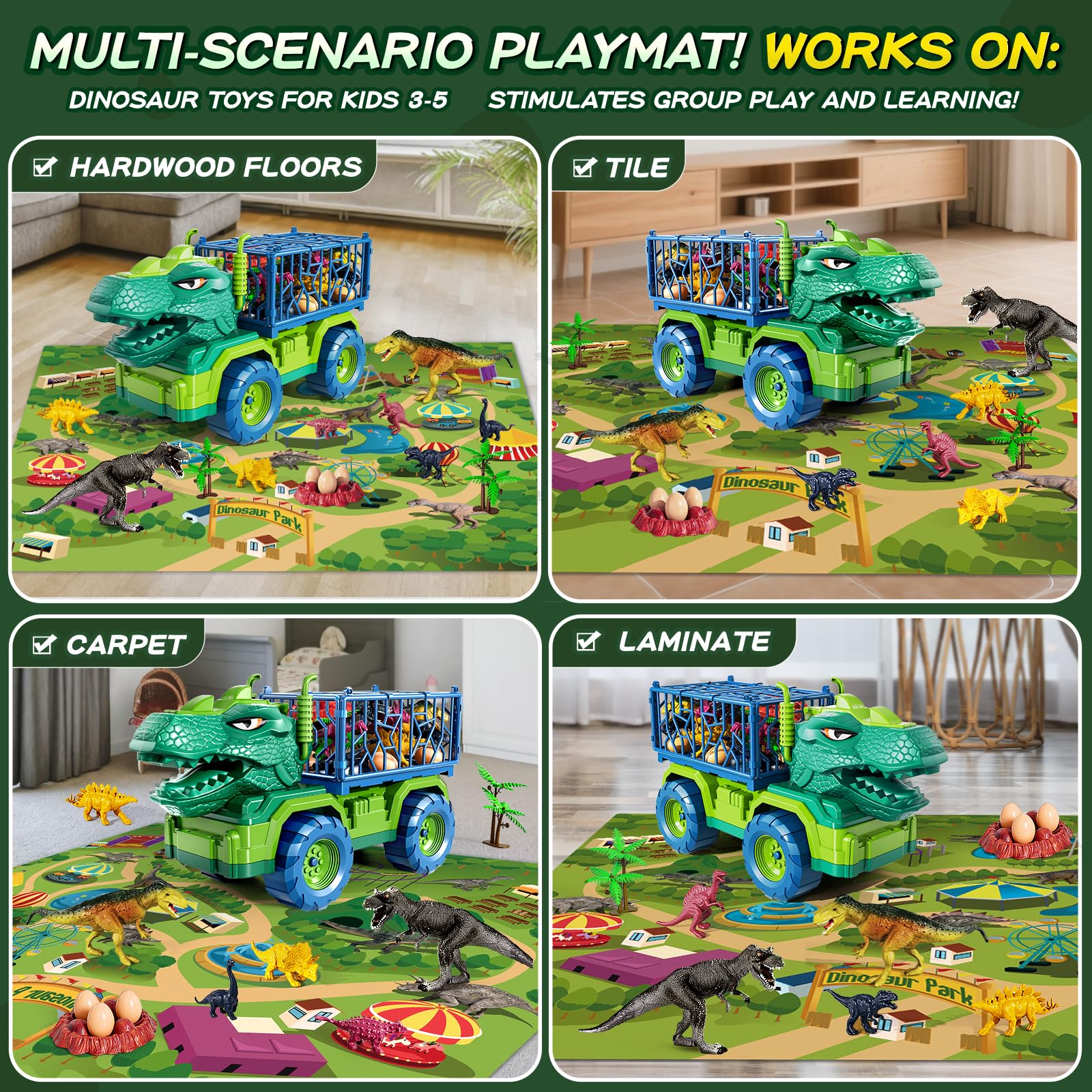 DULONIME colorful dinosaur eggs and trees create a realistic prehistoric scene
