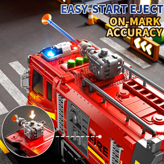 DULONIME fire trucks extended track offers large racing surface for kids.