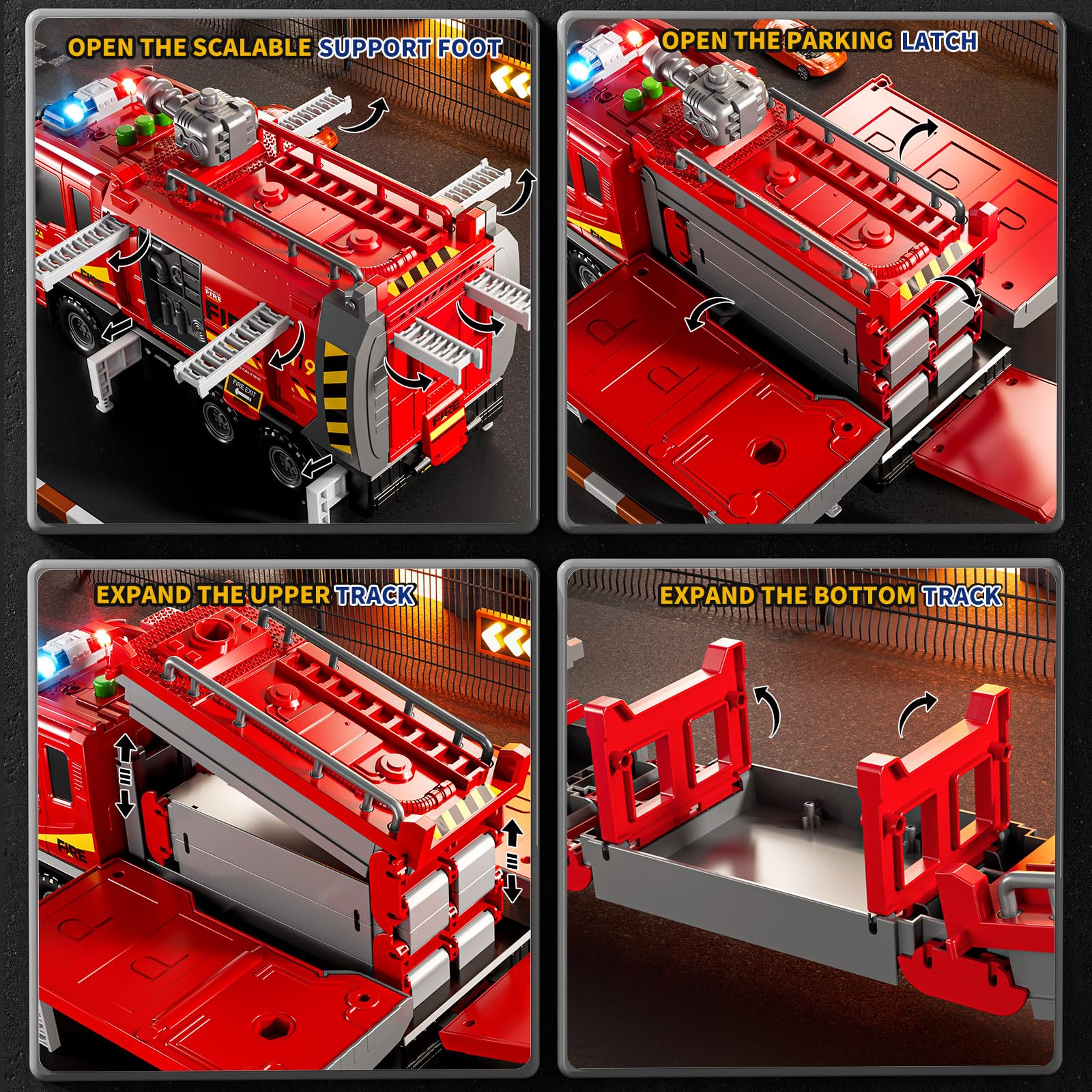 DULONIME fire trucks light and sound create engaging sensory play.