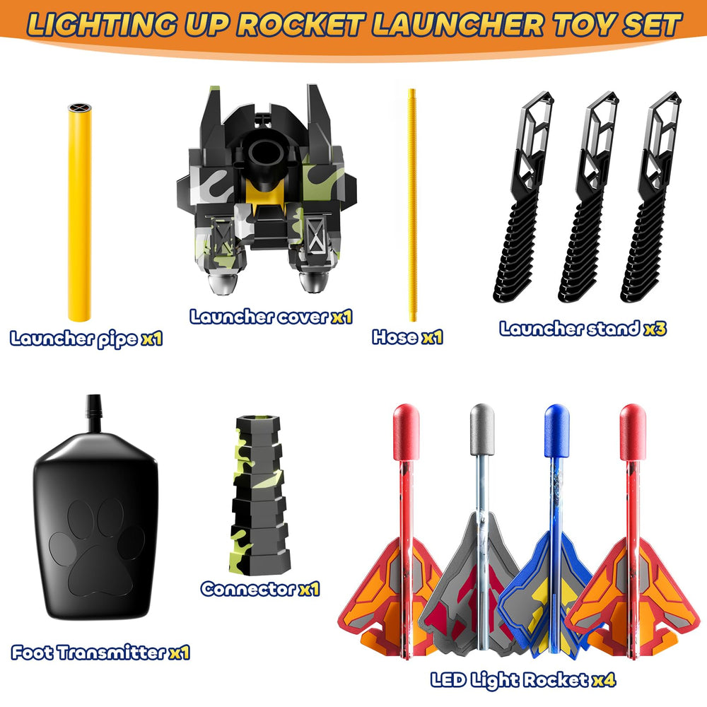 Rockets soar up to 120 feet with the DULONIME launcher.