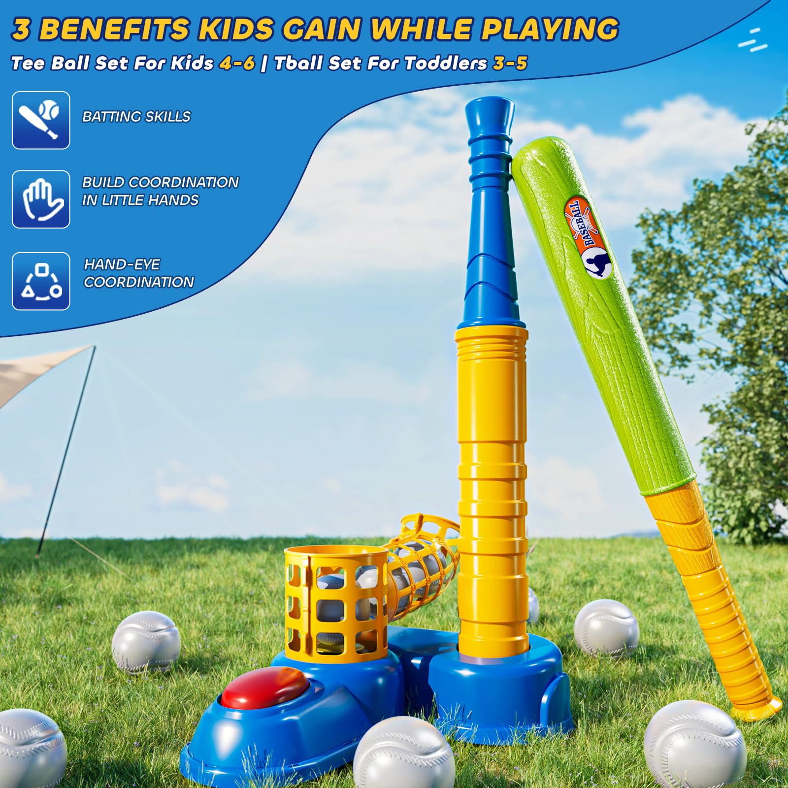 DULONIME T Ball Set left-right-friendly design welcomes every child to swing.