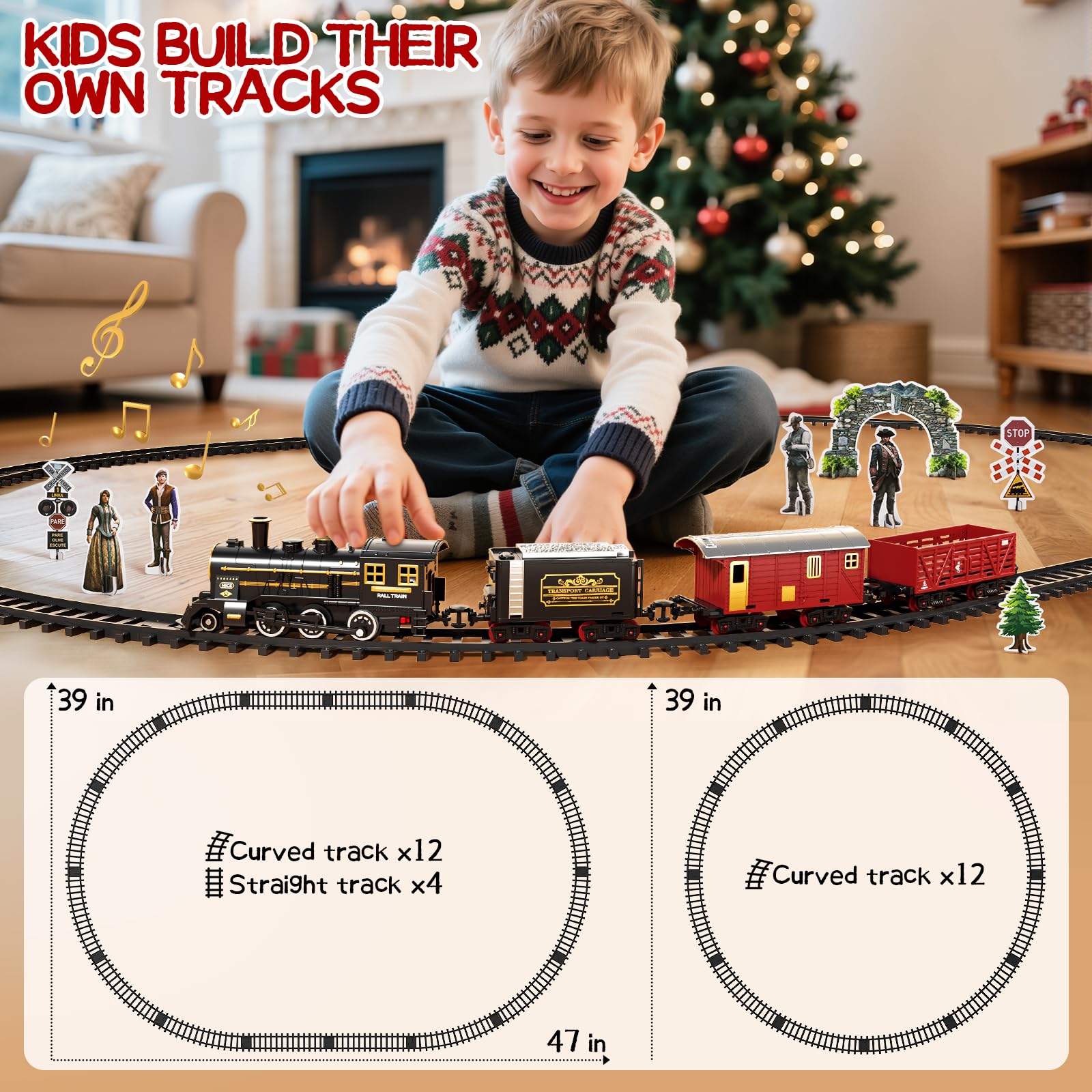 DULONIME train features bright light and cheerful sound to enhance play.