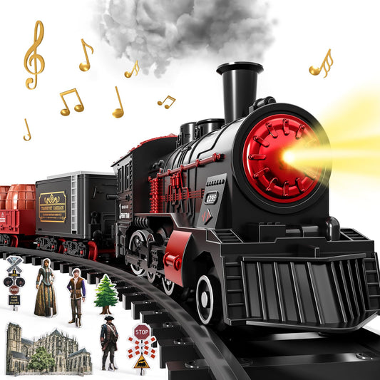 DULONIME train set locomotive on track promotes imaginative play and fine motor skills