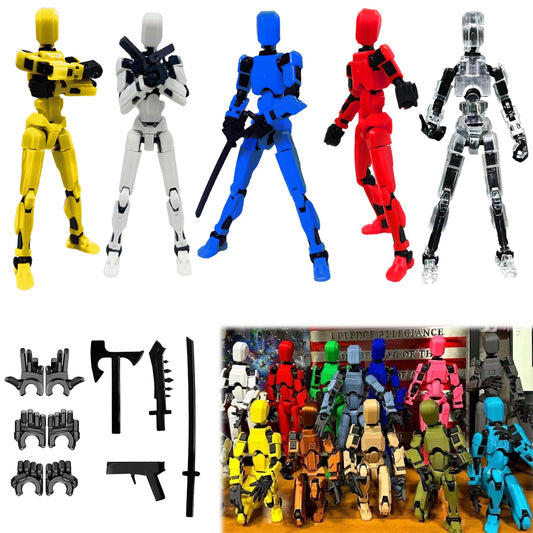 Dumwick Titan 13 multi-jointed figure posed for dynamic desk display.