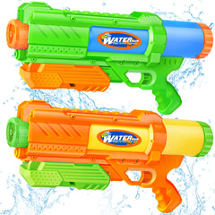 DUNEMEI Super Water Gun 2-pack ready for poolside battles and sunny backyard fun.