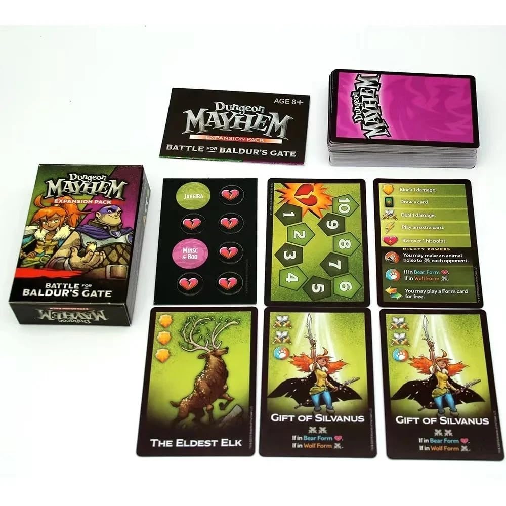 Dungeon Mayhem Baldur's Gate setup and components for two to four players