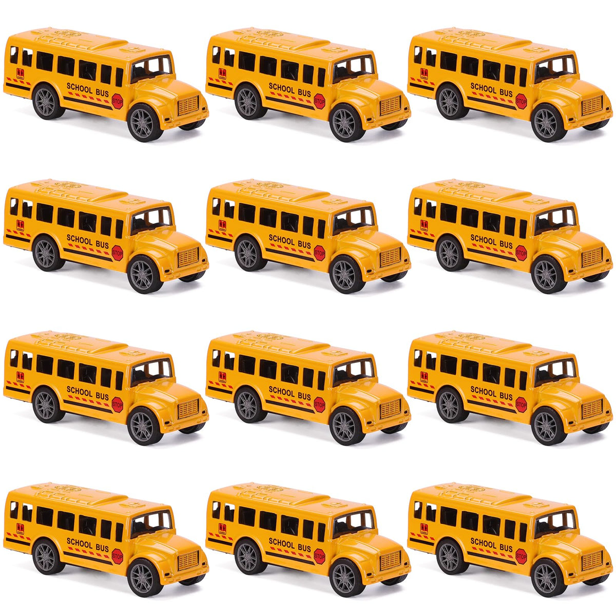 DUNRIOG diecast pull-back yellow school bus toy with realistic action.
