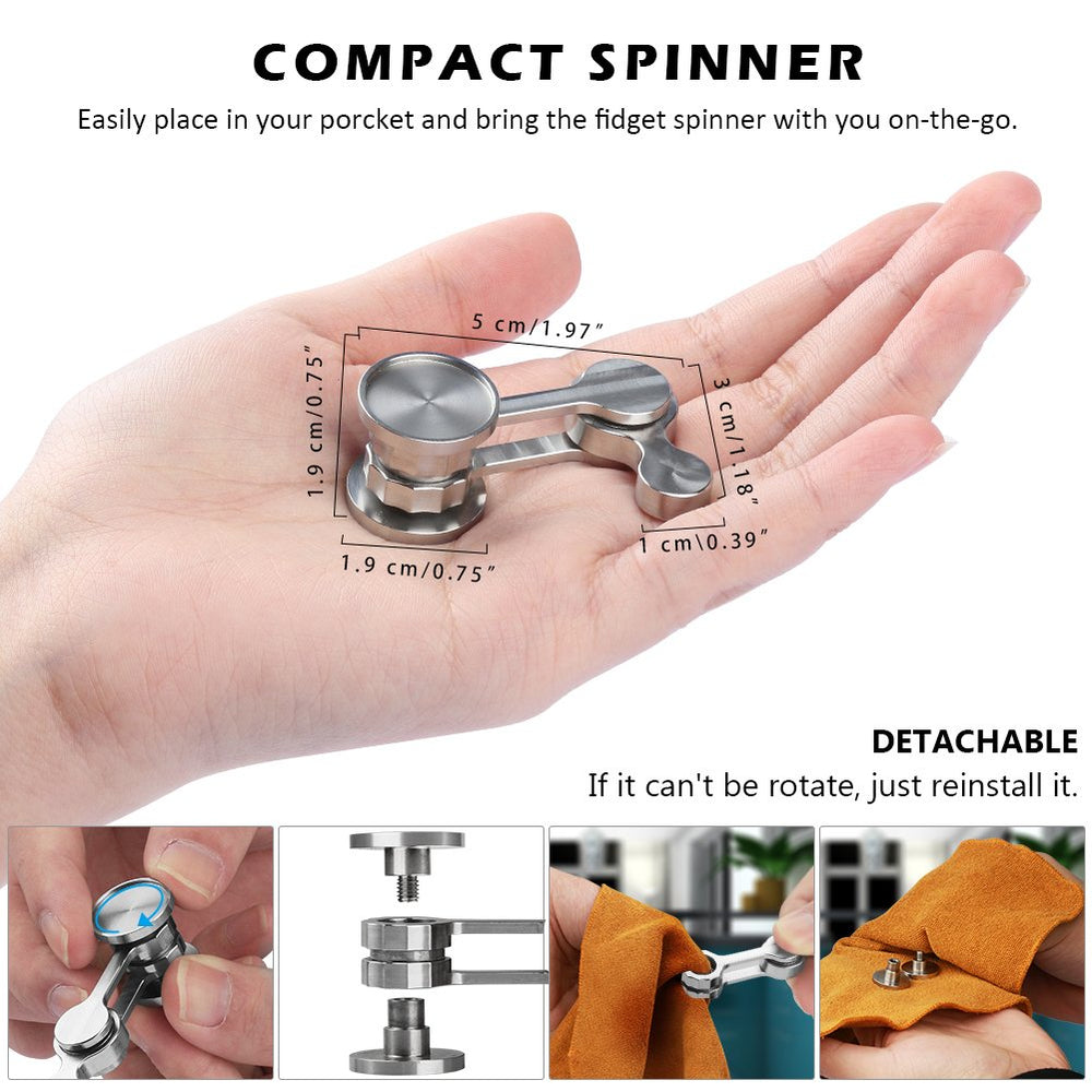 Duomishu fidget spinner fully unfolded dimensions show extended spin range for play.