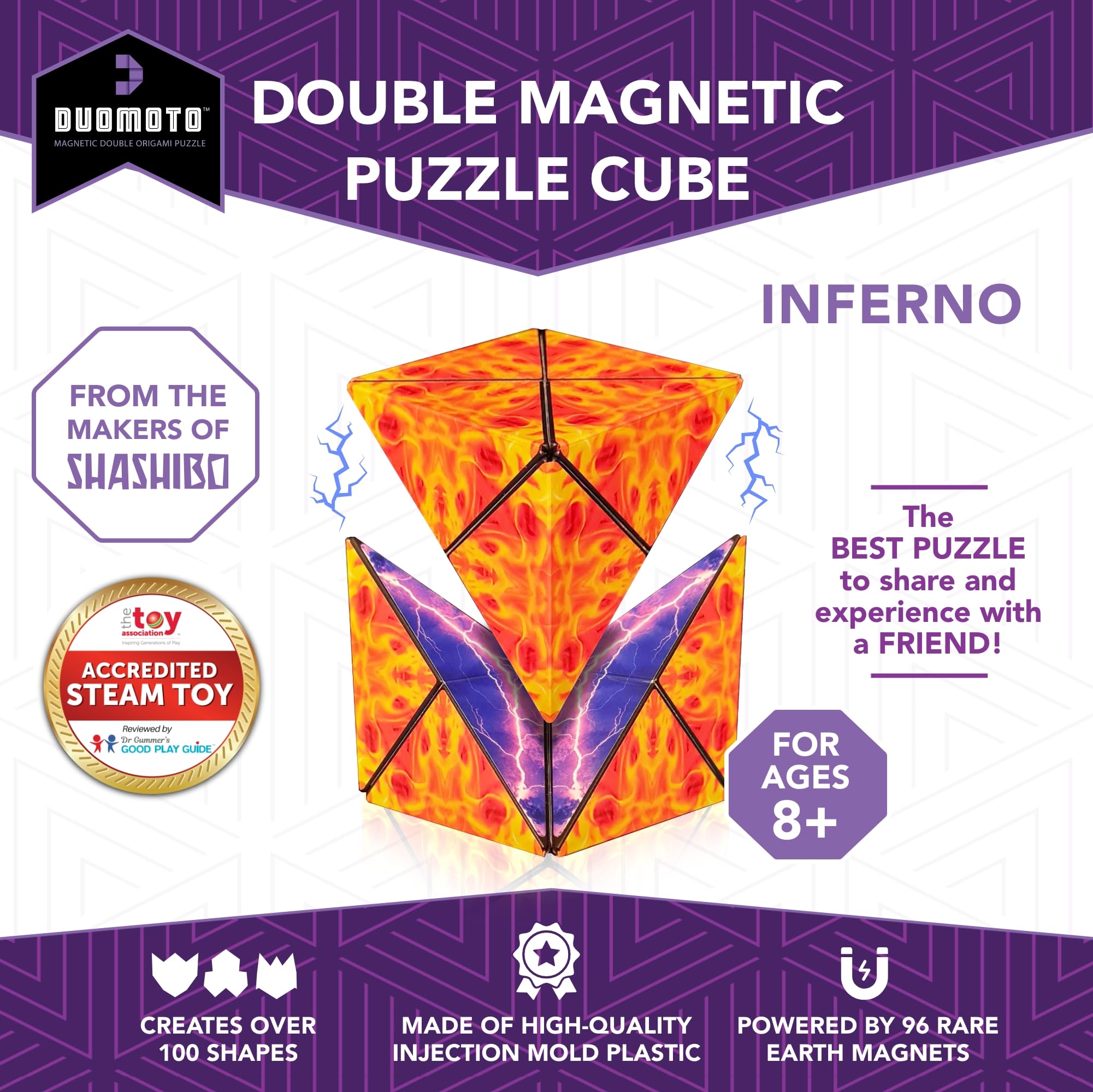 Duomoto Magnetic Transforming Cube showing Moto division into two parts for creative experimentation