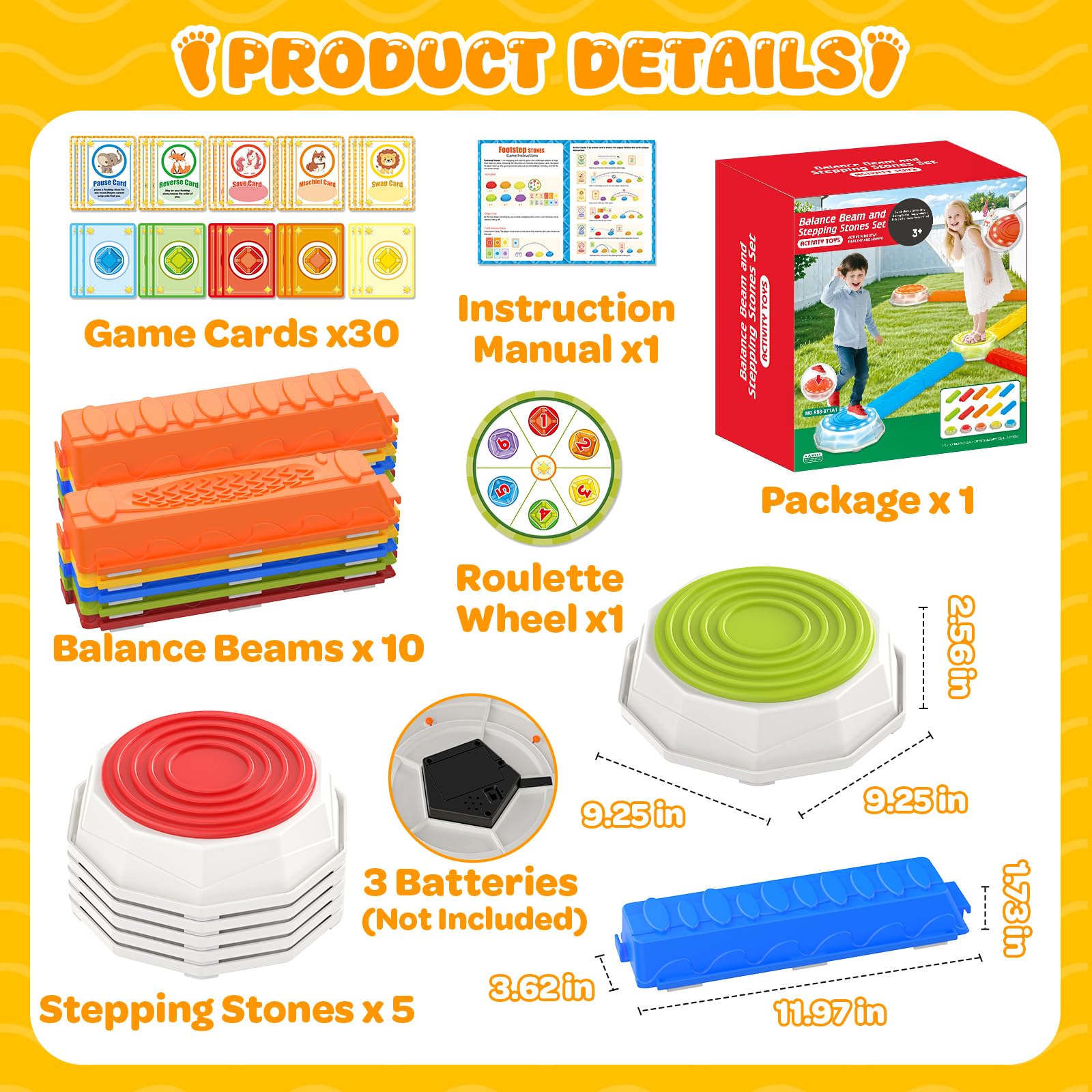 DUONIZAY rainbow stepping stones card spinner enhances guided play and color cues