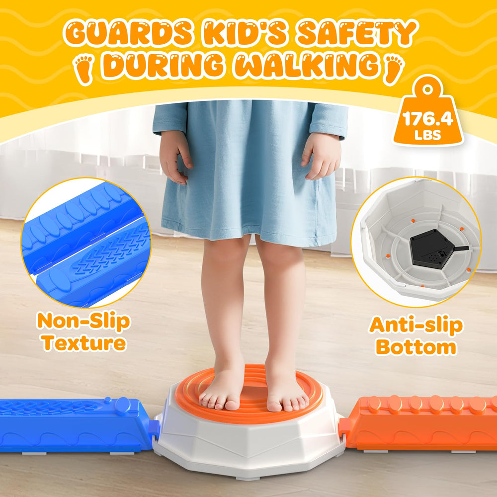 DUONIZAY rainbow stepping stones green support safe, non-slip stepping for active kids