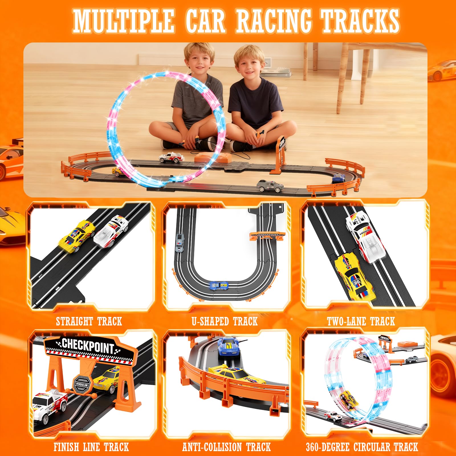 DUONIZAY slot track with dual-lane design enabling two-player fun.