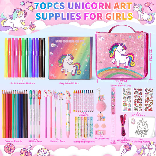 DUOROUBAO unicorn pencil case with organized compartments for young artists