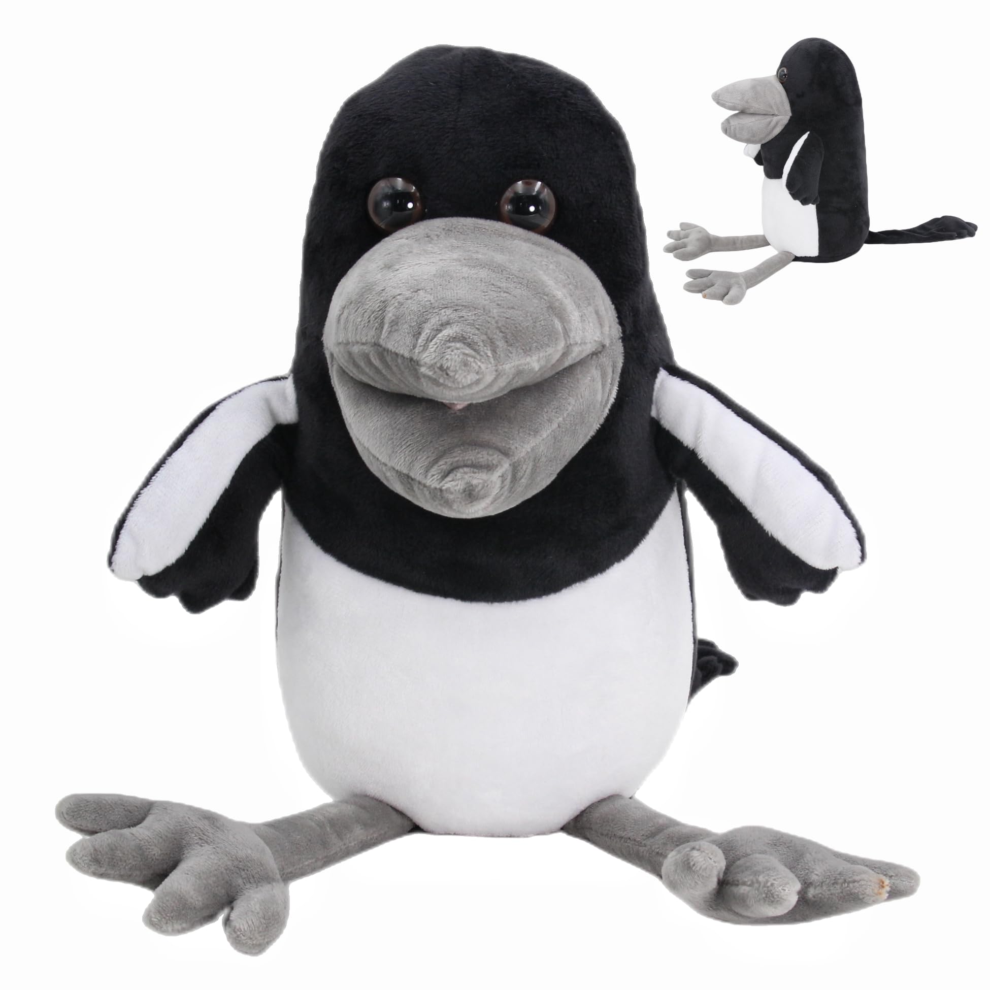 Dupuci Maggie Crow plush face showcases a friendly expression for comforting cuddles.
