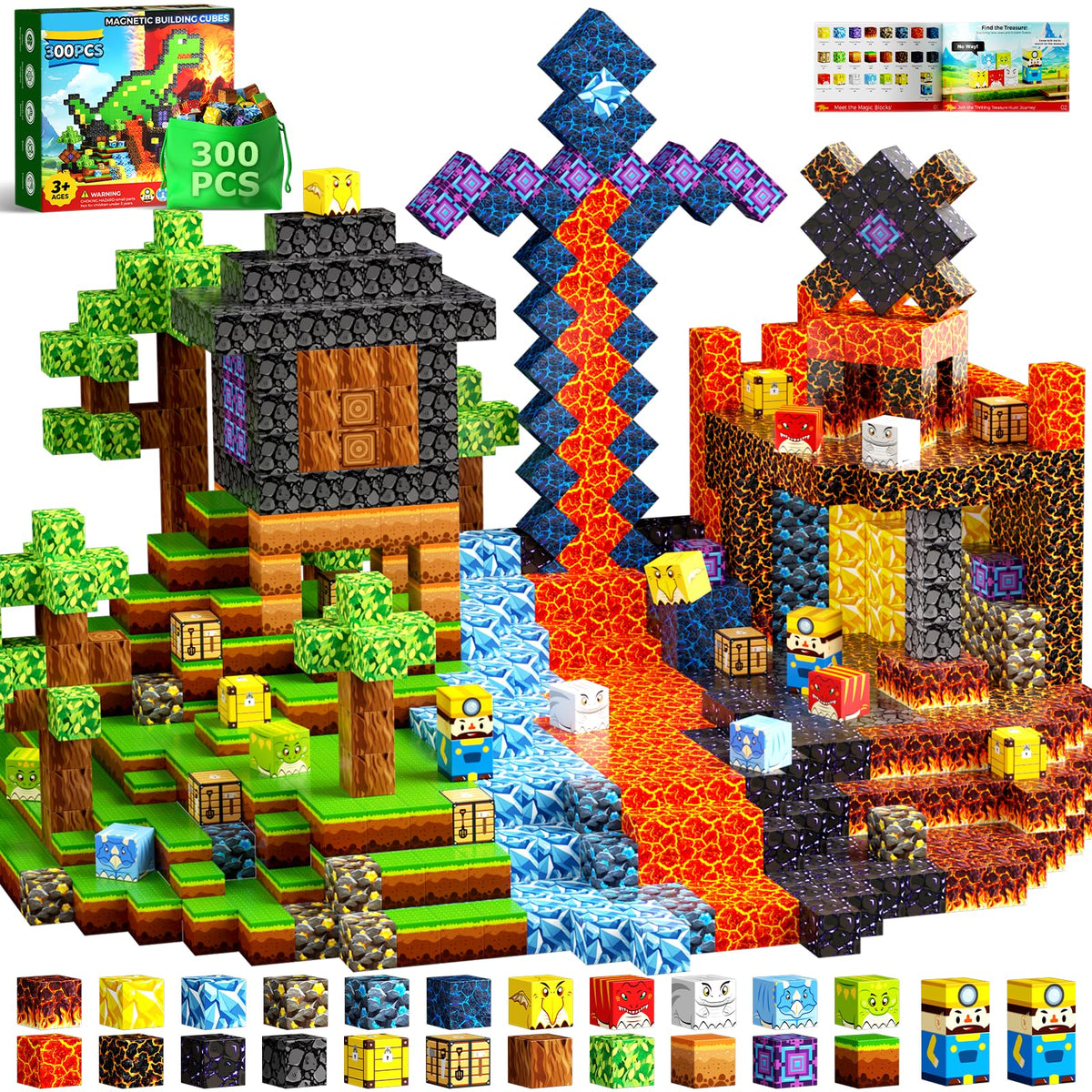 DUSFAN 300-piece magnetic blocks adventure cubes fuel imaginative play.