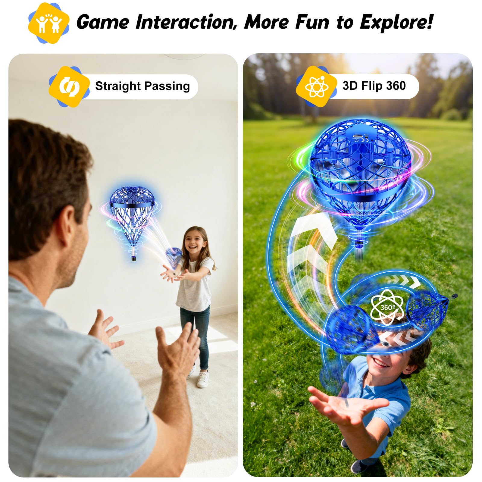 DUSFAN mini drone closeup shows safe webbed shell protecting hands and furniture.