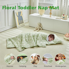 DuShow nap mat features a convenient hook-and-loop roll-up closure.