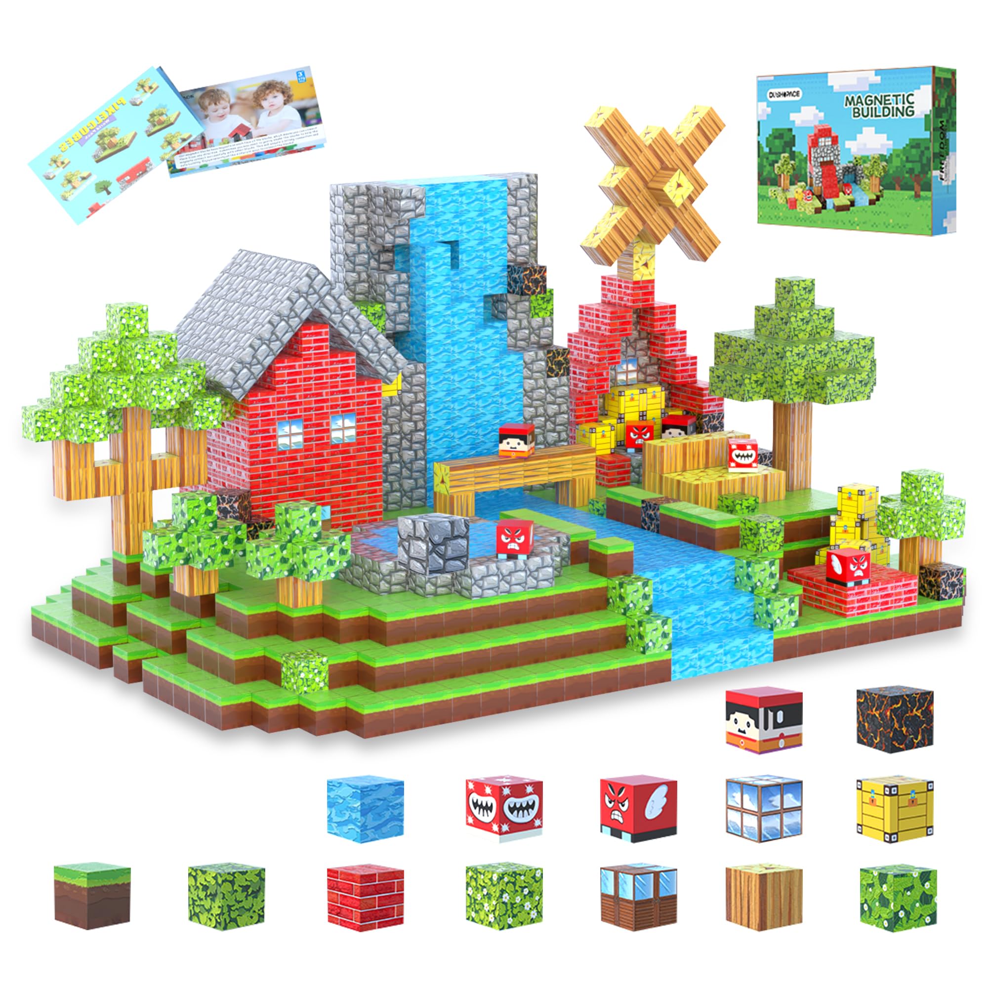 DUSH PACE 176-piece magnetic blocks assembly for endless builds and STEM exploration