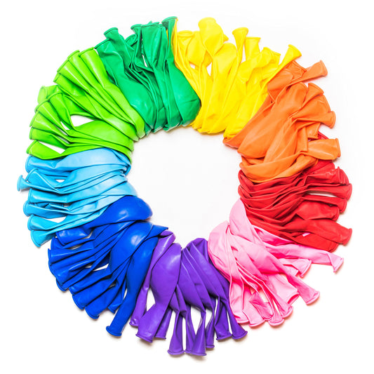 Dusico Rainbow Set 100-pack arc display adds vibrant party color and cohesion.