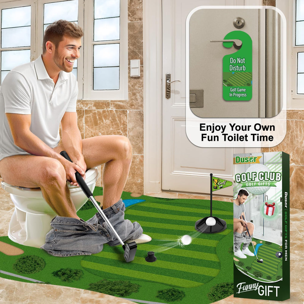 Dusor toilet golf balls beside the cup, quick wins during bathroom breaks.
