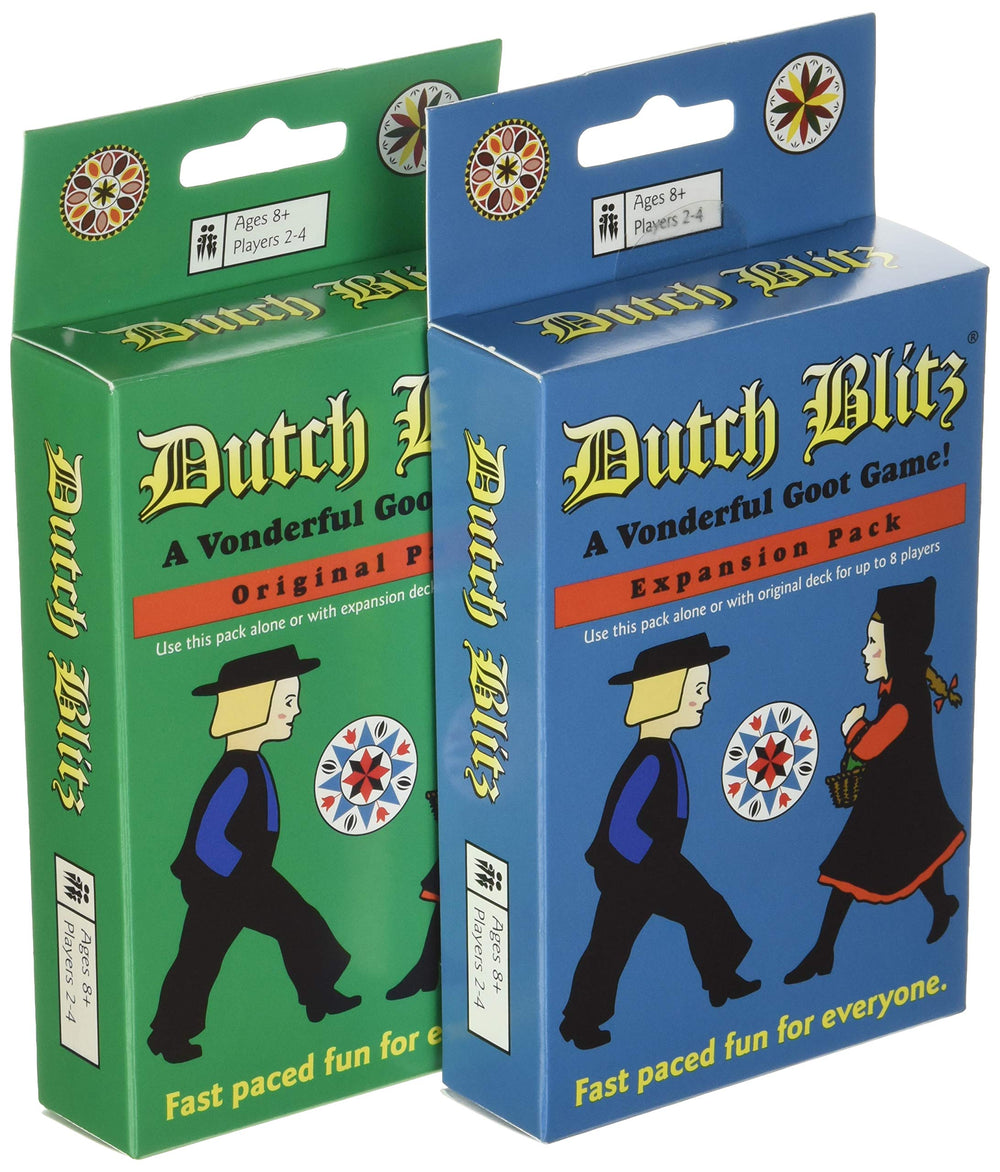 Dutch Blitz fast-paced card game highlights speed and friendly competition.