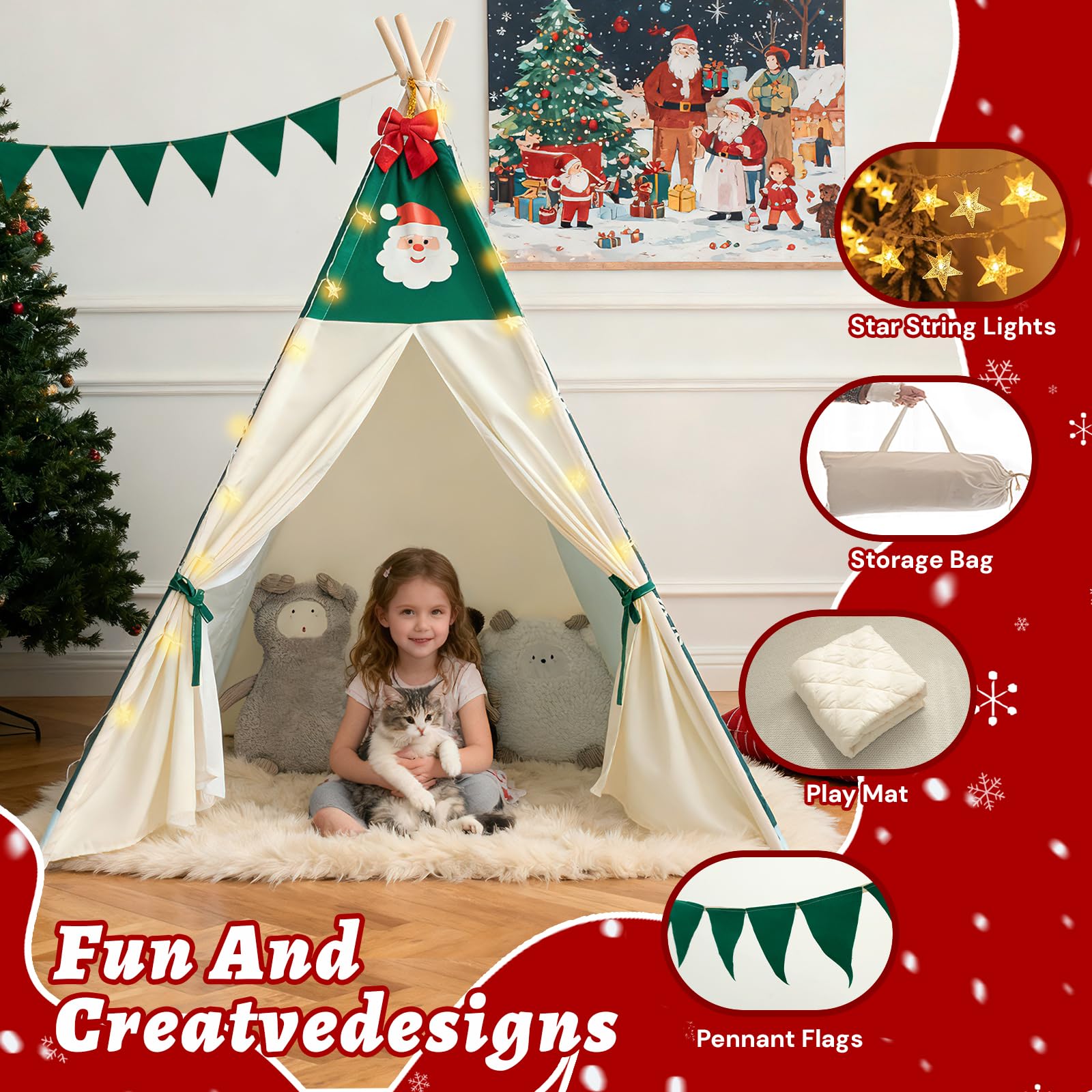 Duwenem Thickened Wood Poles Tepee ensures durable, stable setup