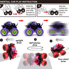 Duyfioa Monster Trucks 360-degree rotation enables fun stunts.