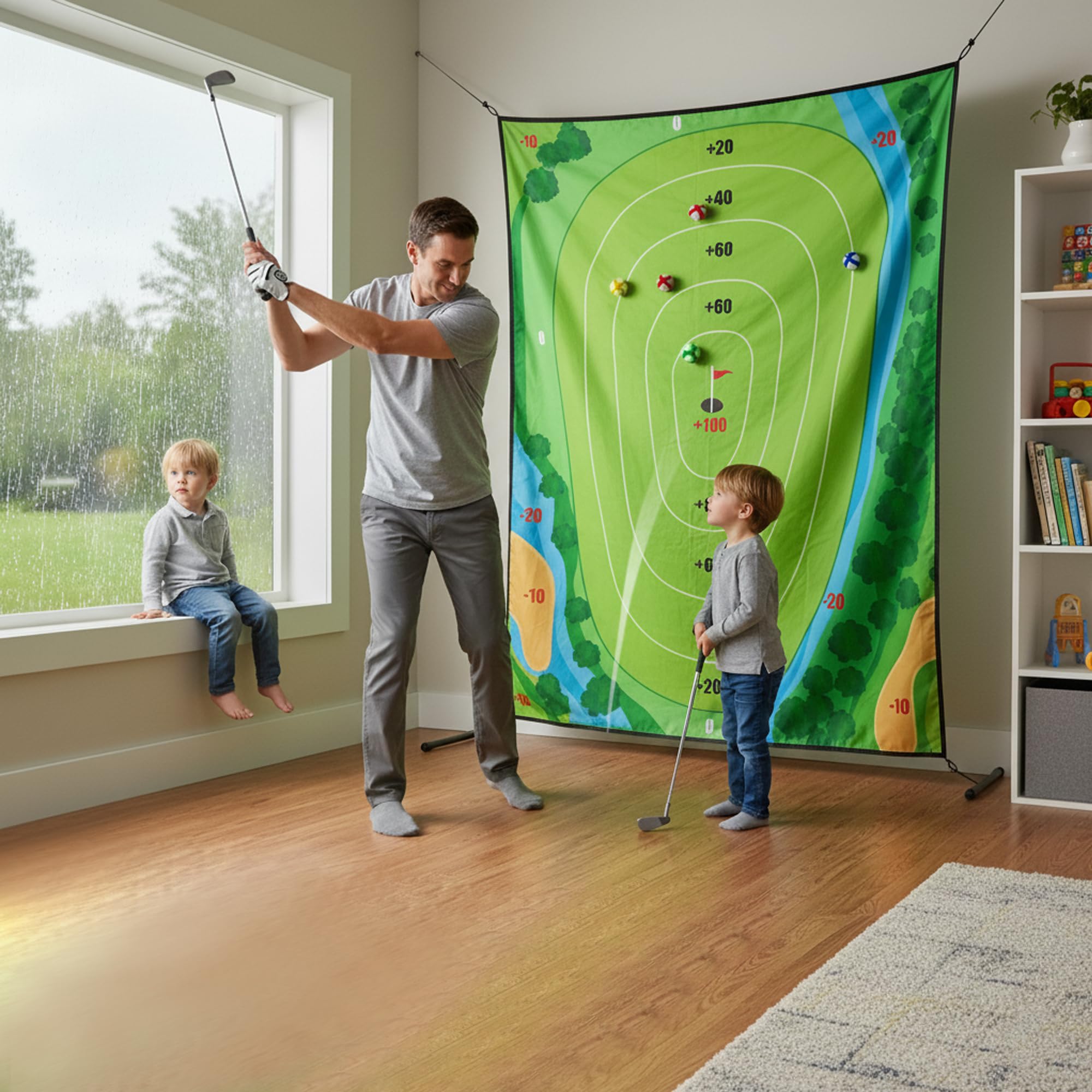 DUYOYU Golf Chipping Game wall mount setup showing flexibility