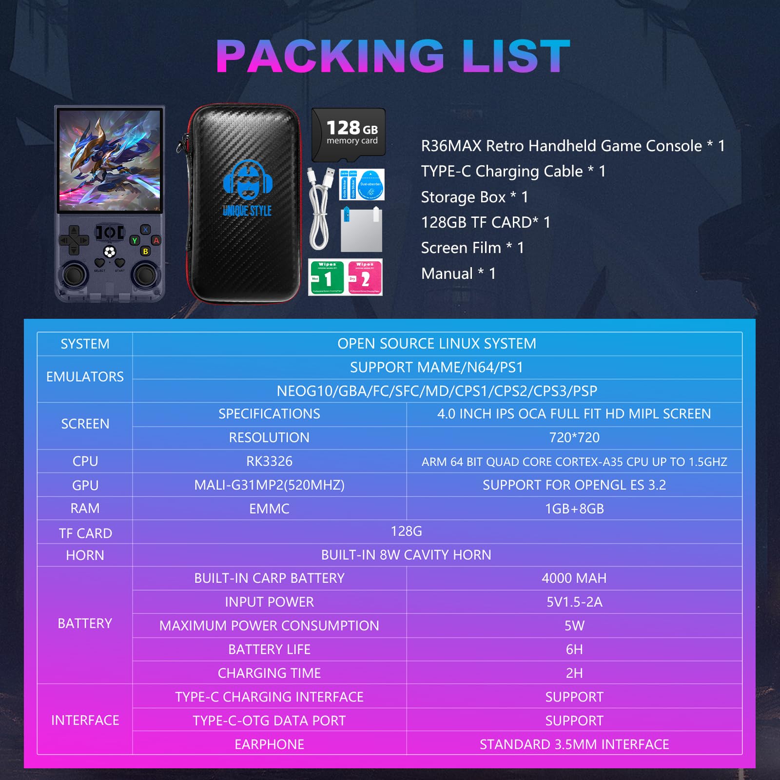 DVJQSN R36MAX multi-emulation buttons enable quick game switching