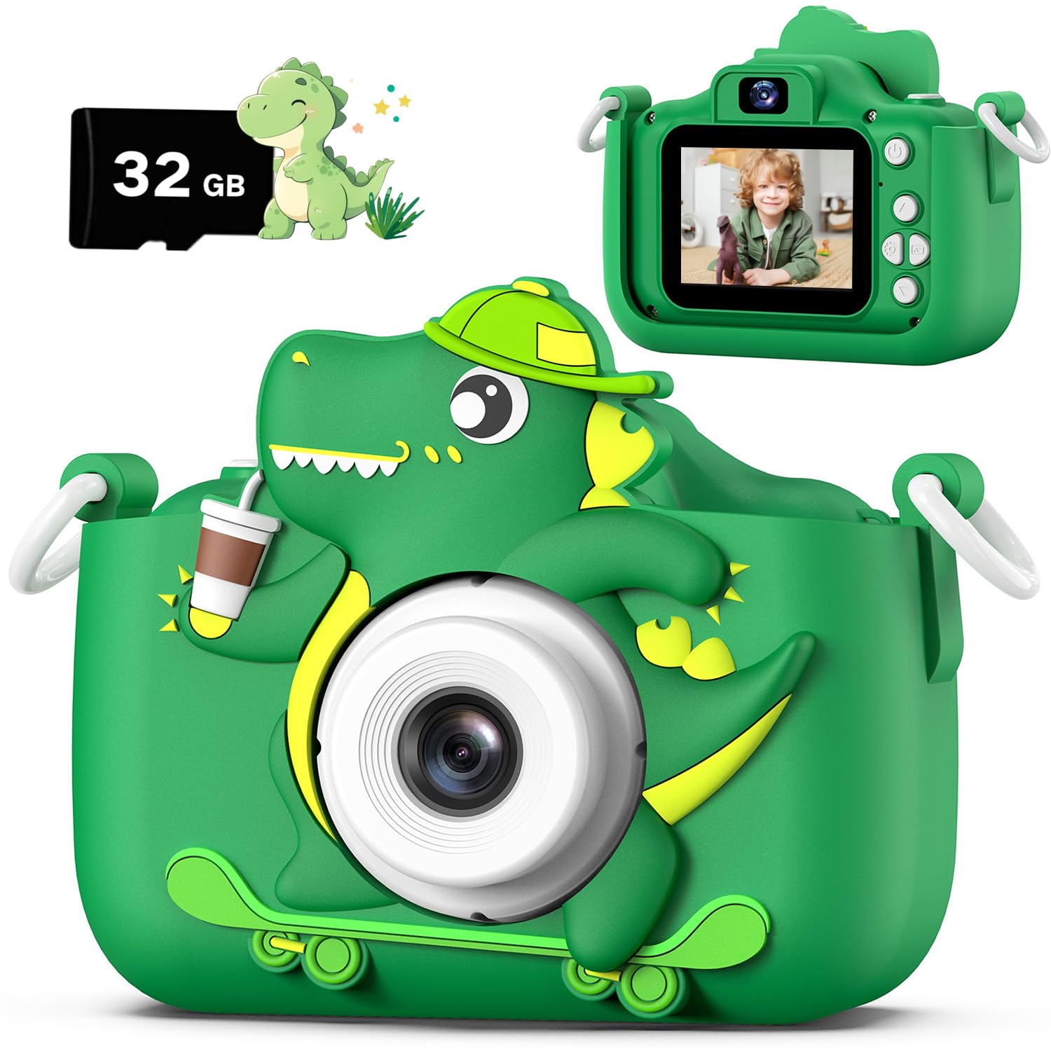Dwfit Upgrade Selfie Kids Camera front view shows compact design for tiny hands.