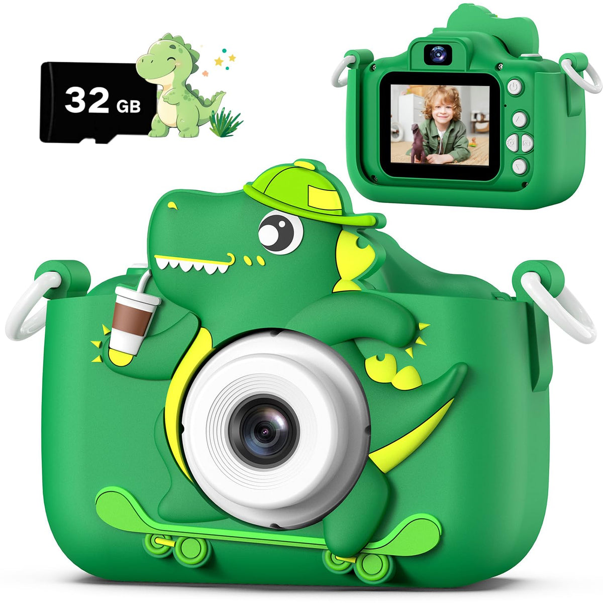 Dwfit Upgrade Selfie Kids Camera front view shows compact design for tiny hands.