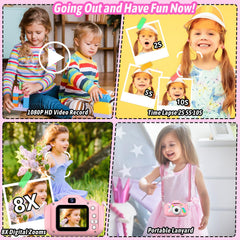 Dwfit Upgrade Selfie Kids Camera in silicone cover providing anti-drop protection during play.