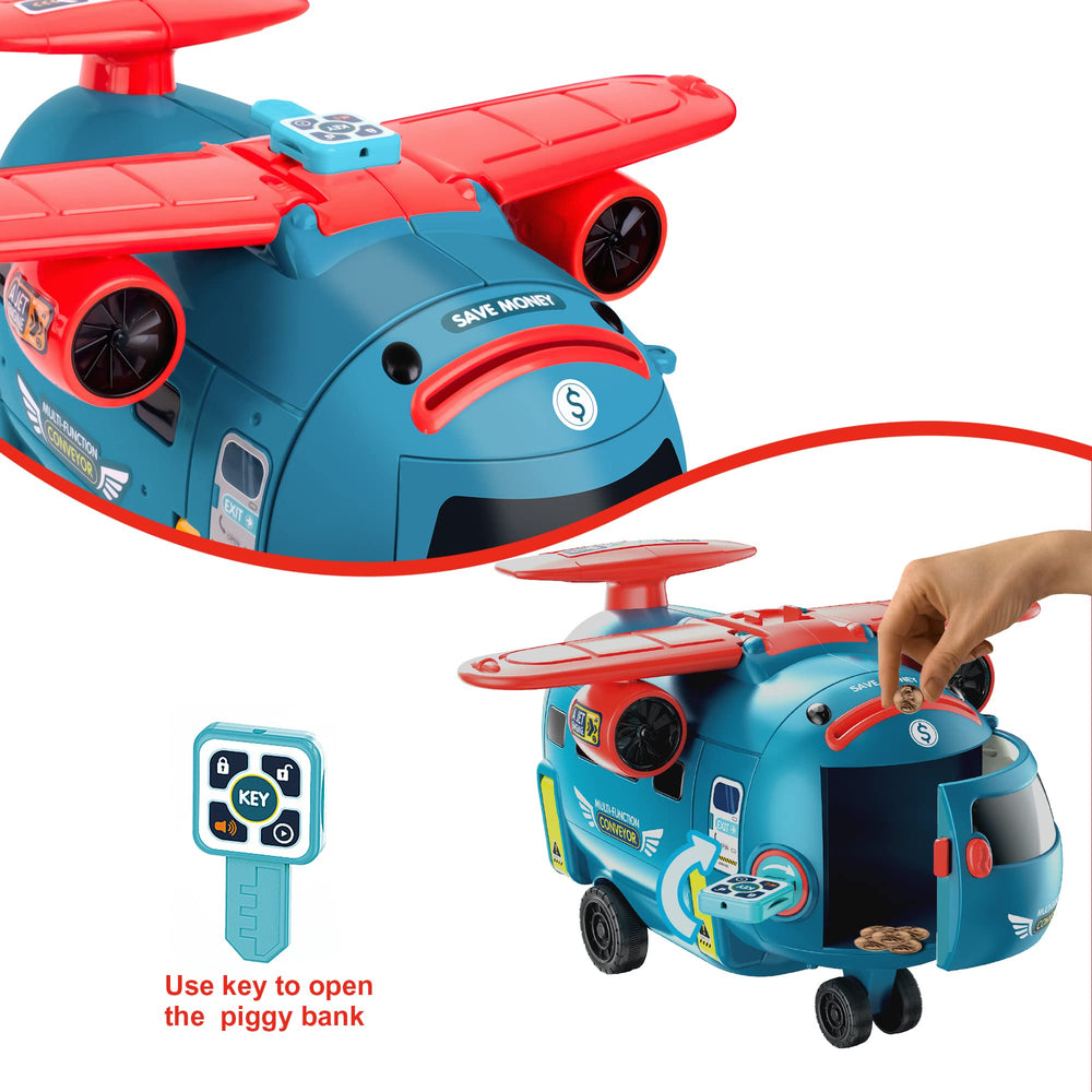 Dwi Dowellin Airplane Car Toy throttle lever supports pretend piloting and fine motor practice.