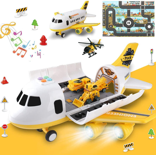 Dwi Dowellin airplane playmat setup with helicopter for imaginative play