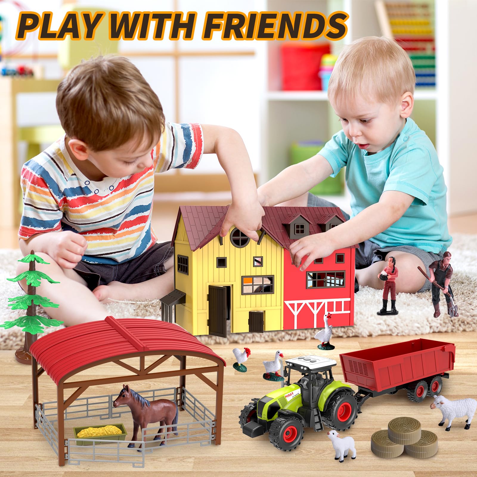 Dwi Dowellin farmer figures support interactive role-play activities.