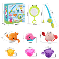 Dwi Dowellin underwater tub play with bright sea creatures and buoyant toys.