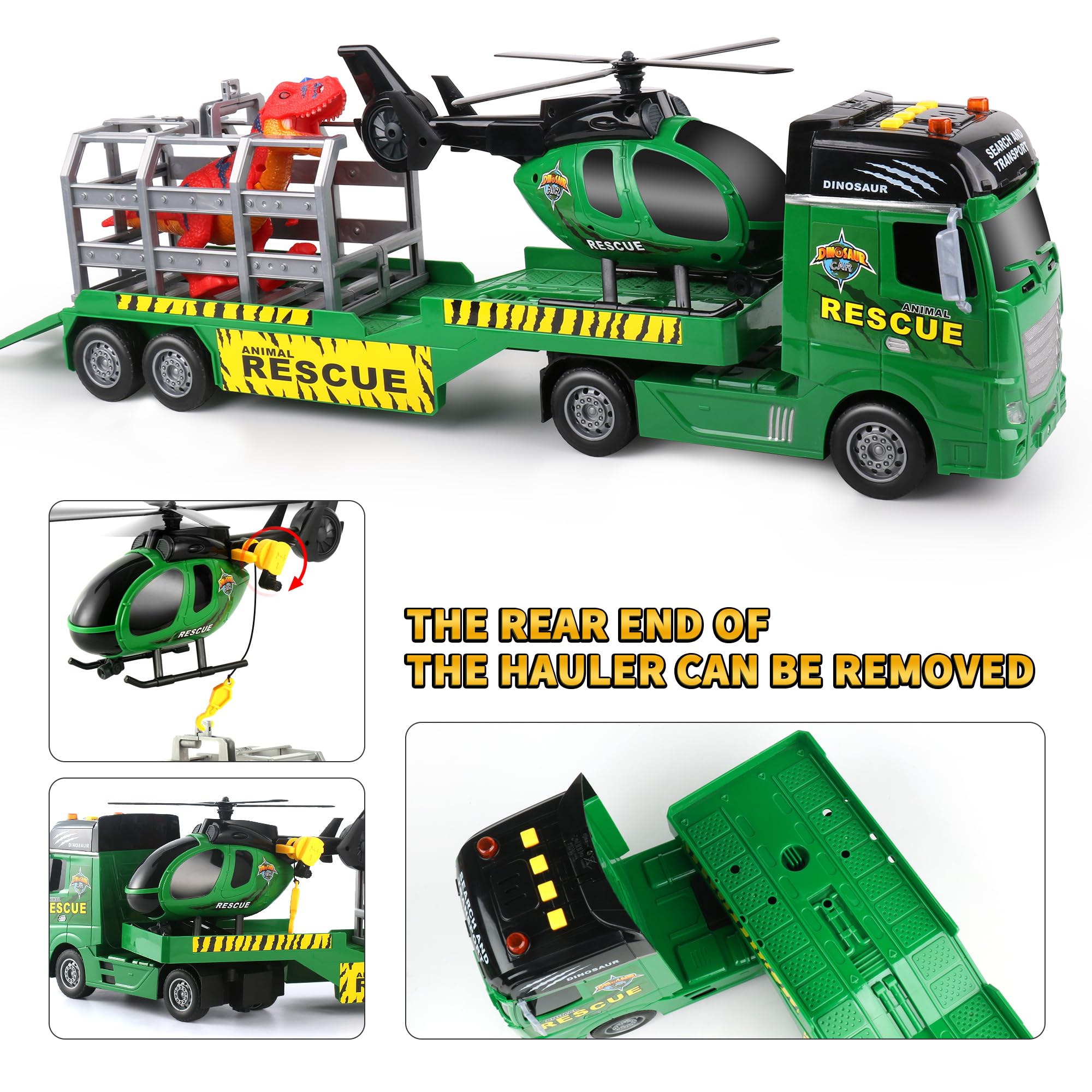Dwi Dowellin carrier truck with helicopter invites interactive flight style play.