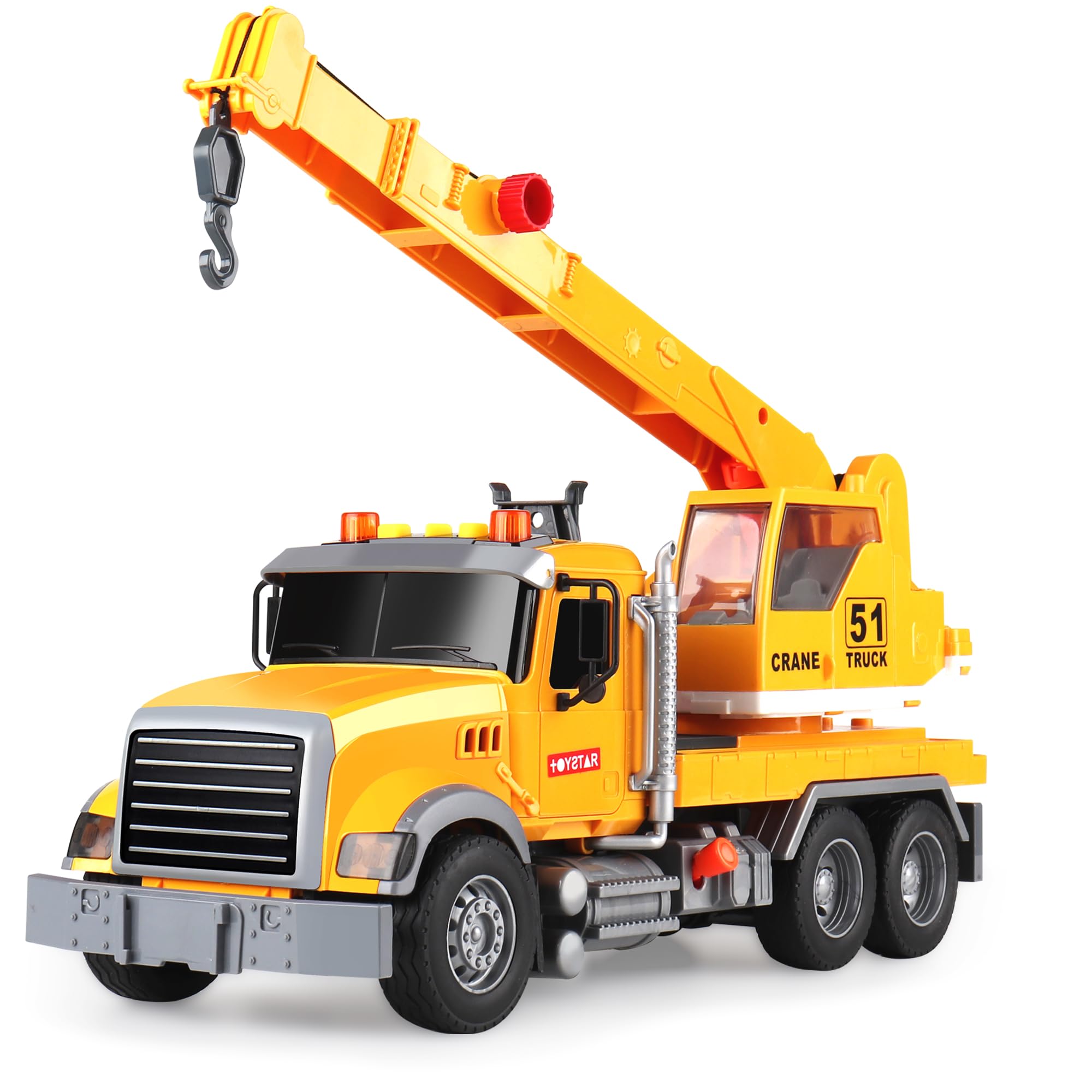 Dwi Dowellin crane truck front view for immersive pretend play with realistic sounds.