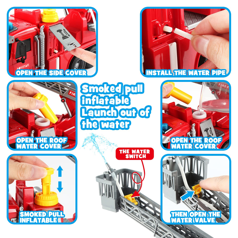 Dwi Dowellin fire truck battery compartment access for quick setup.