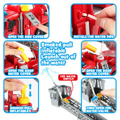 Dwi Dowellin fire truck battery compartment access for quick setup.