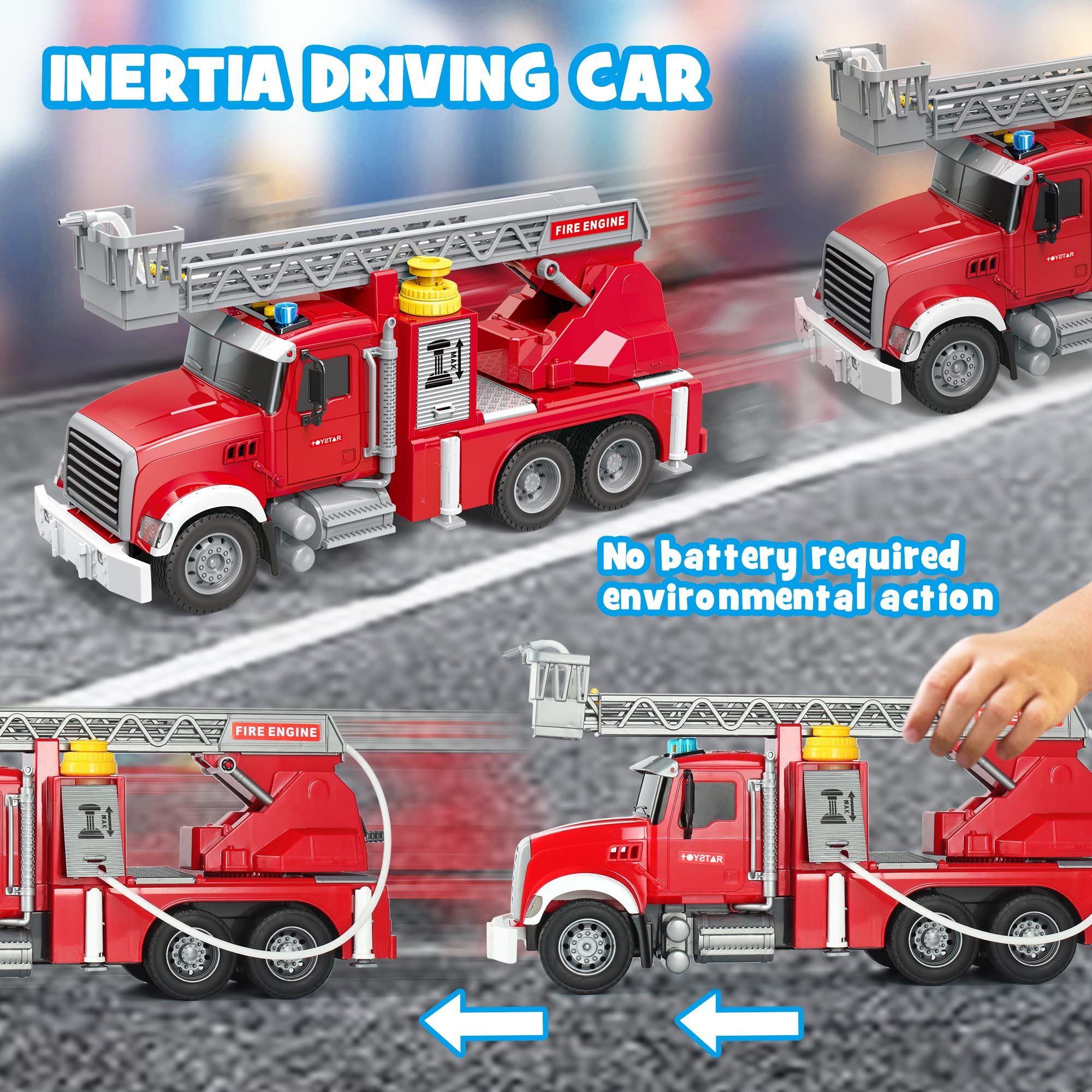 Dwi Dowellin fire truck with extendable ladder for dynamic rescue scenarios.