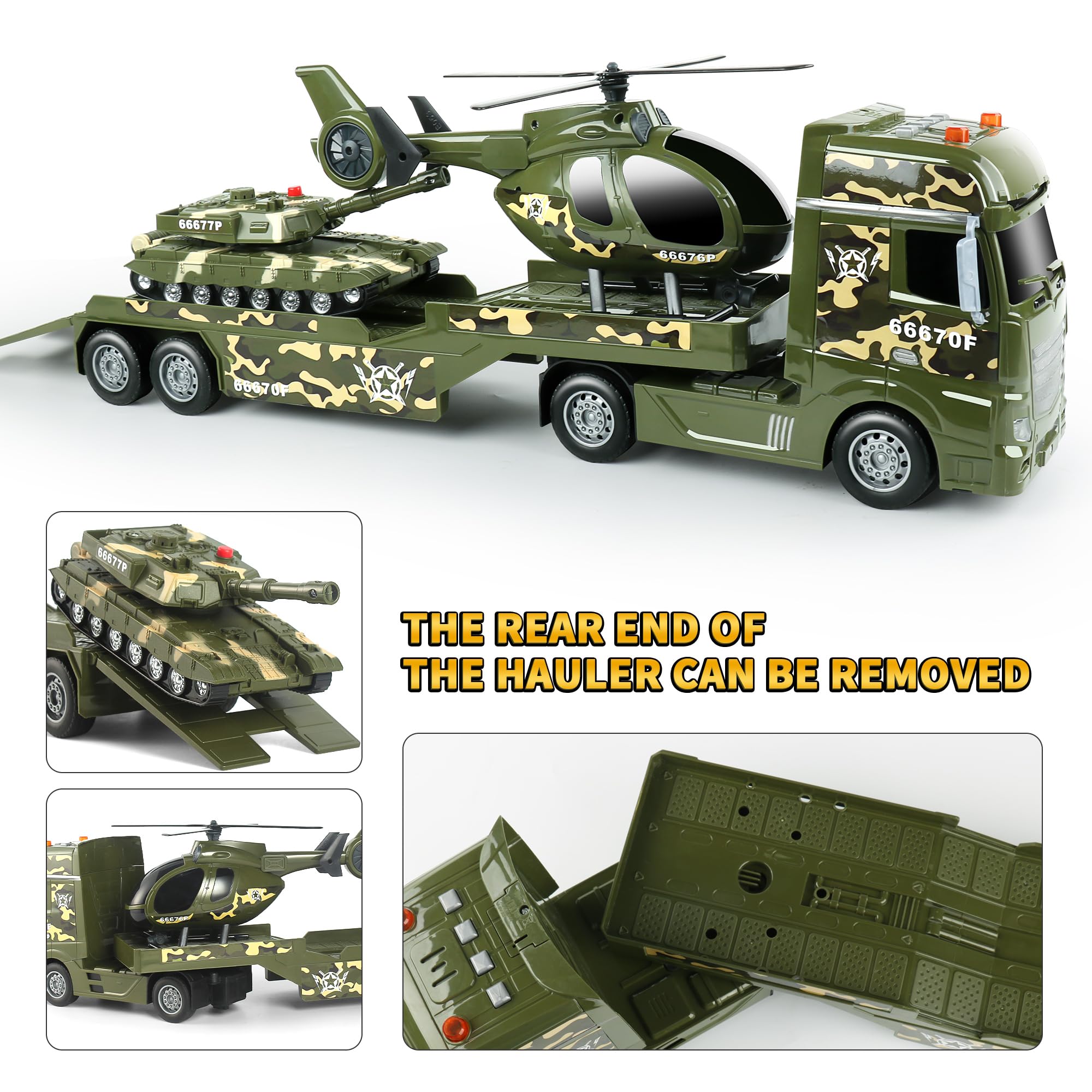 Dwi Dowellin Green Military Big Truck side view for graspable play