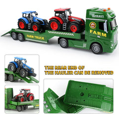 Dwi Dowellin semi-truck toy side view showing movable tailgate for realistic scenes