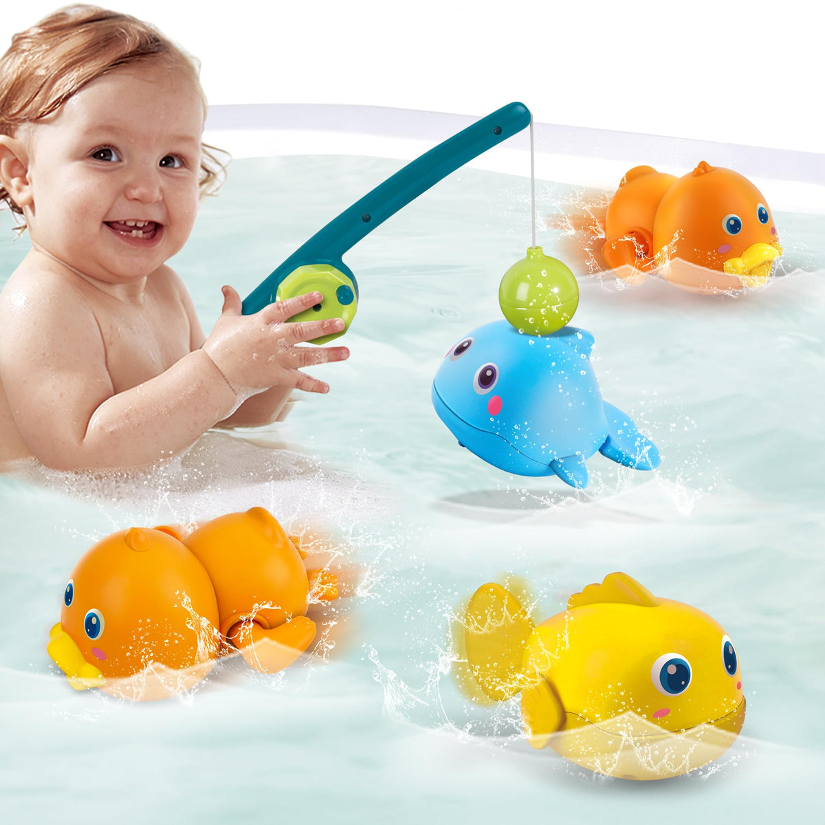 Dwi Dowellin magnetic fishing rod bath toy for toddlers enhances grip and coordination.
