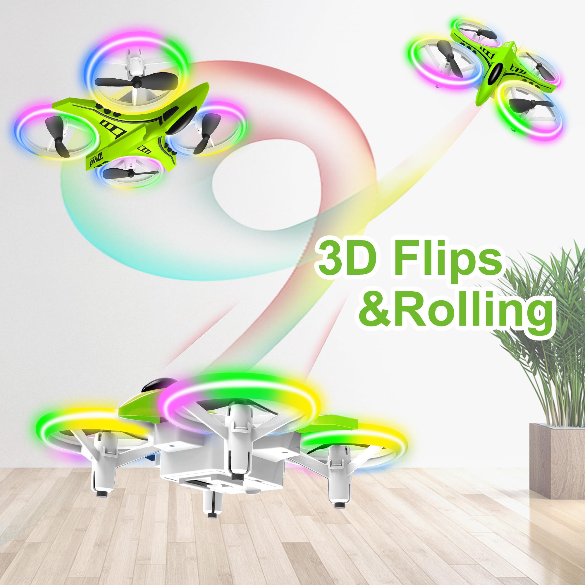 Dwi Dowellin mini drone in headless mode for simplified control.