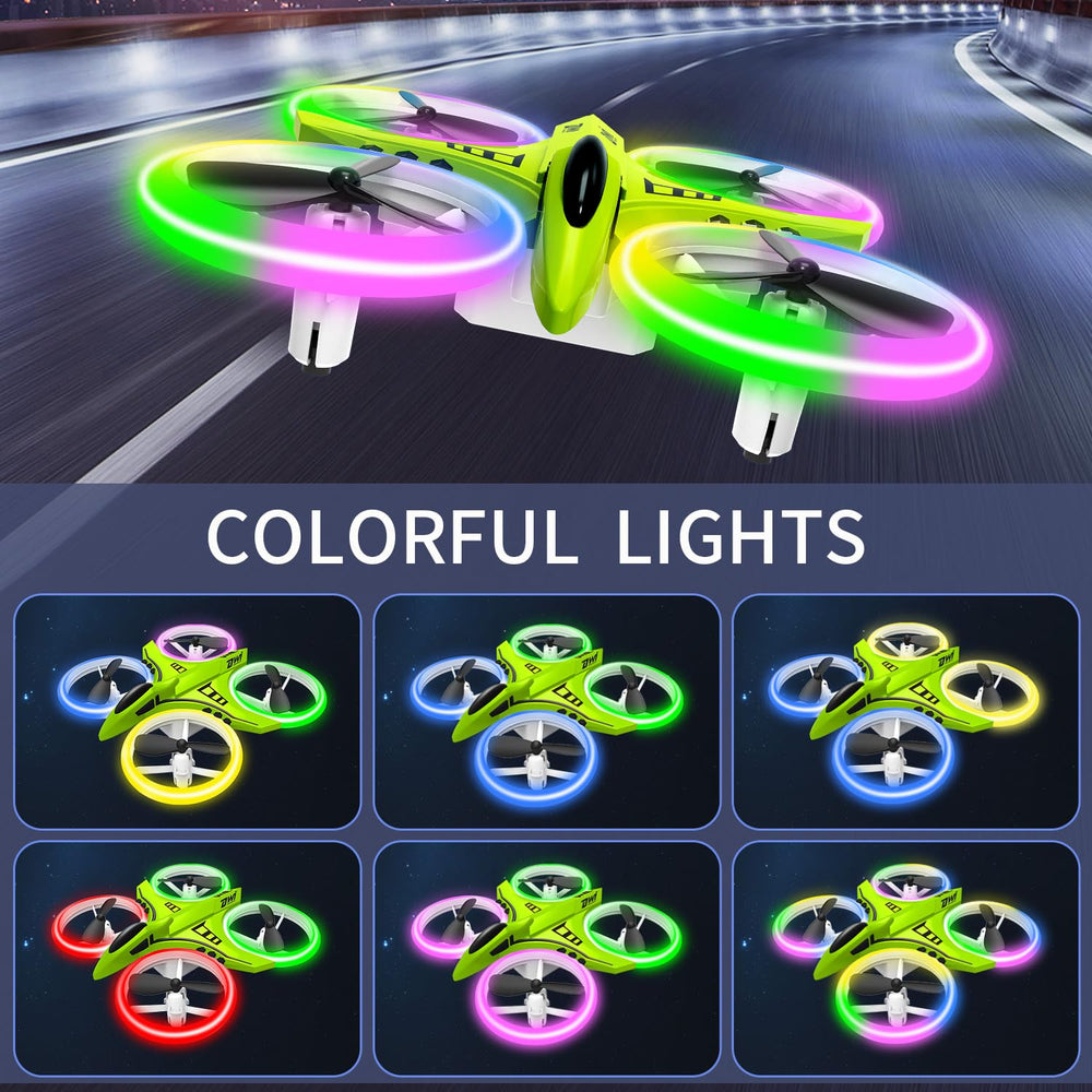 Dwi Dowellin mini drone with LED night lights for visibility and night play.