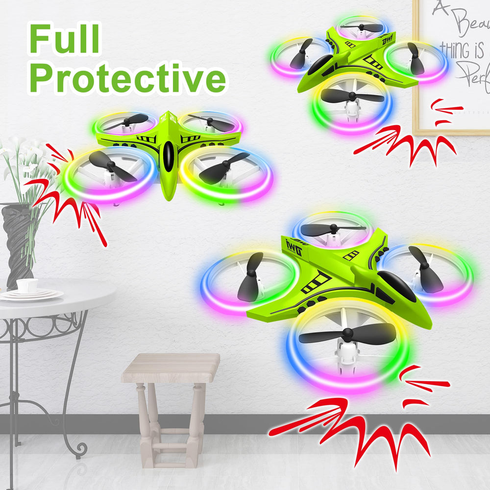 Dwi Dowellin mini drone showing one-key takeoff for easy launches.