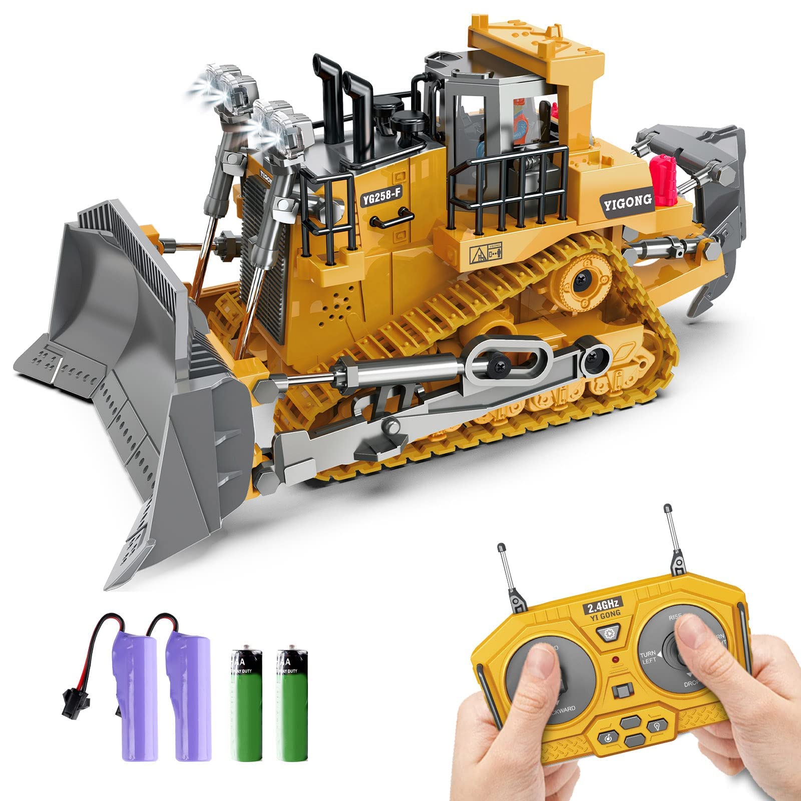Dwi Dowellin RC bulldozer front view showing realism for kids