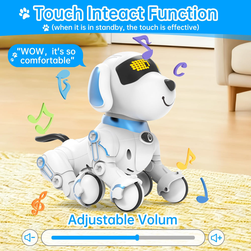Dwi Dowellin robot dog smooth surface avoids rough edges for safe hand play.