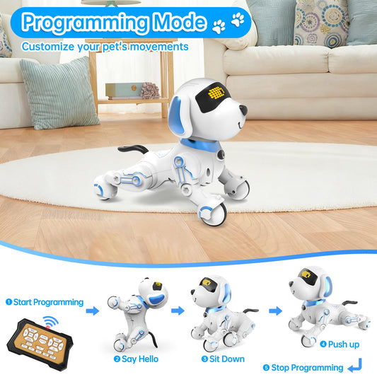Dwi Dowellin robot dog touch interaction encourages responsive learning and social play.